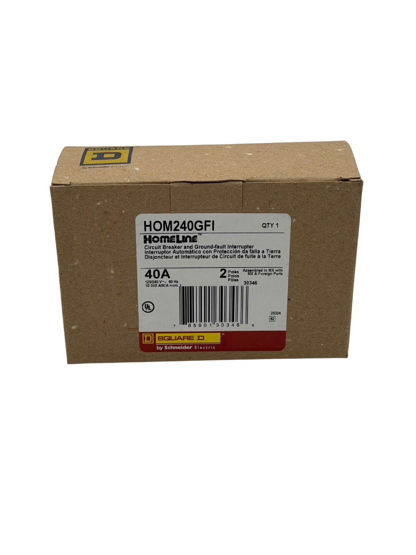 Square D HOM240GFCI 40 Amp 2-Pole Circuit Breaker – Homeline Series, GFCI Protection, UL Listed, New