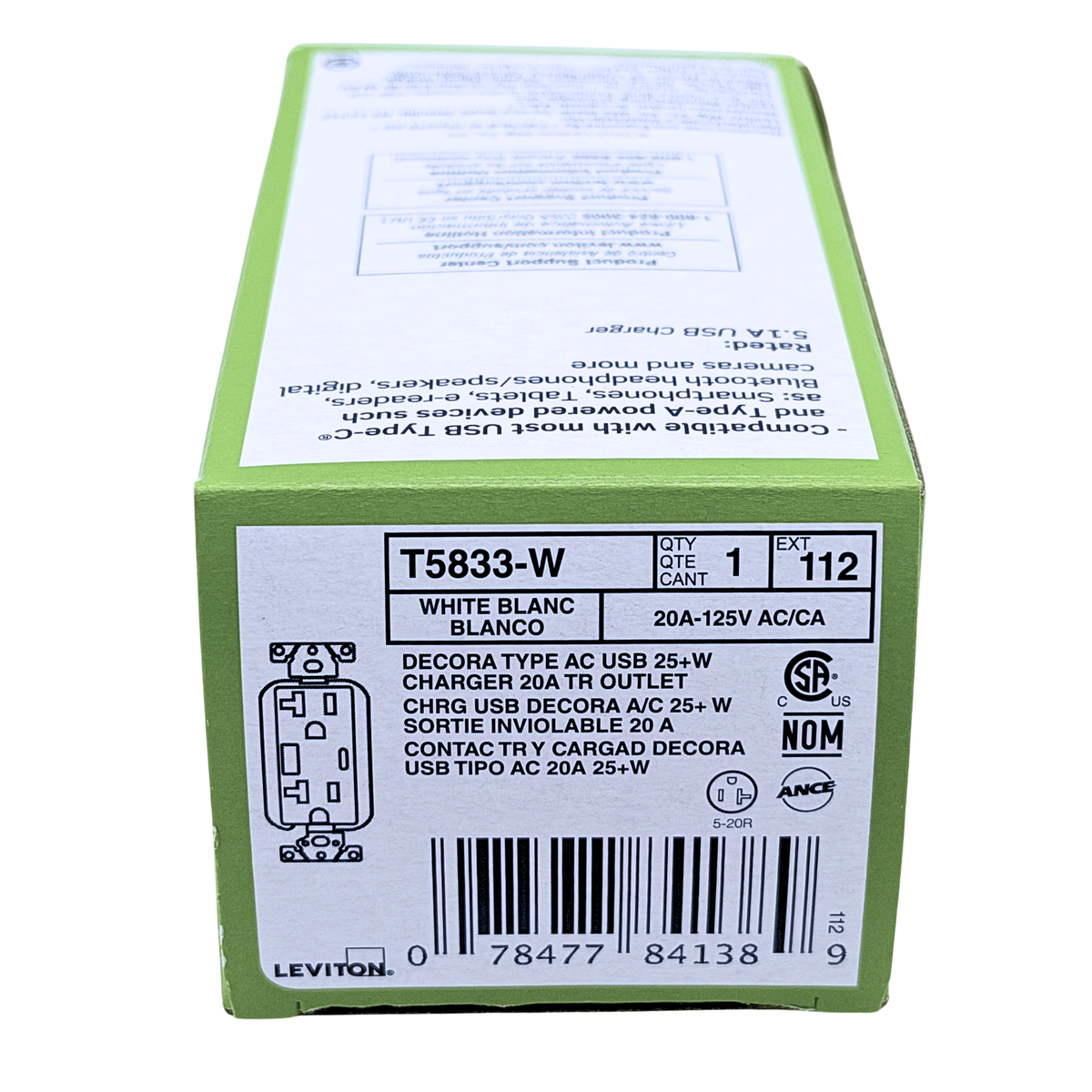 Leviton T5833-W new in original box, UPC 078477841389