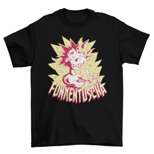 Funny Electric Shock T-Shirt – “Funkentuscha” German Caption