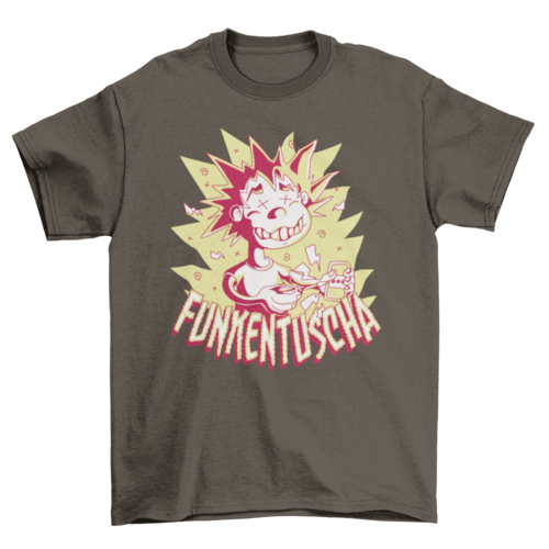 Funny Electric Shock T-Shirt – “Funkentuscha” German Caption