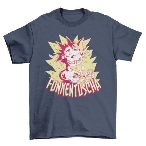 Funny Electric Shock T-Shirt – “Funkentuscha” German Caption