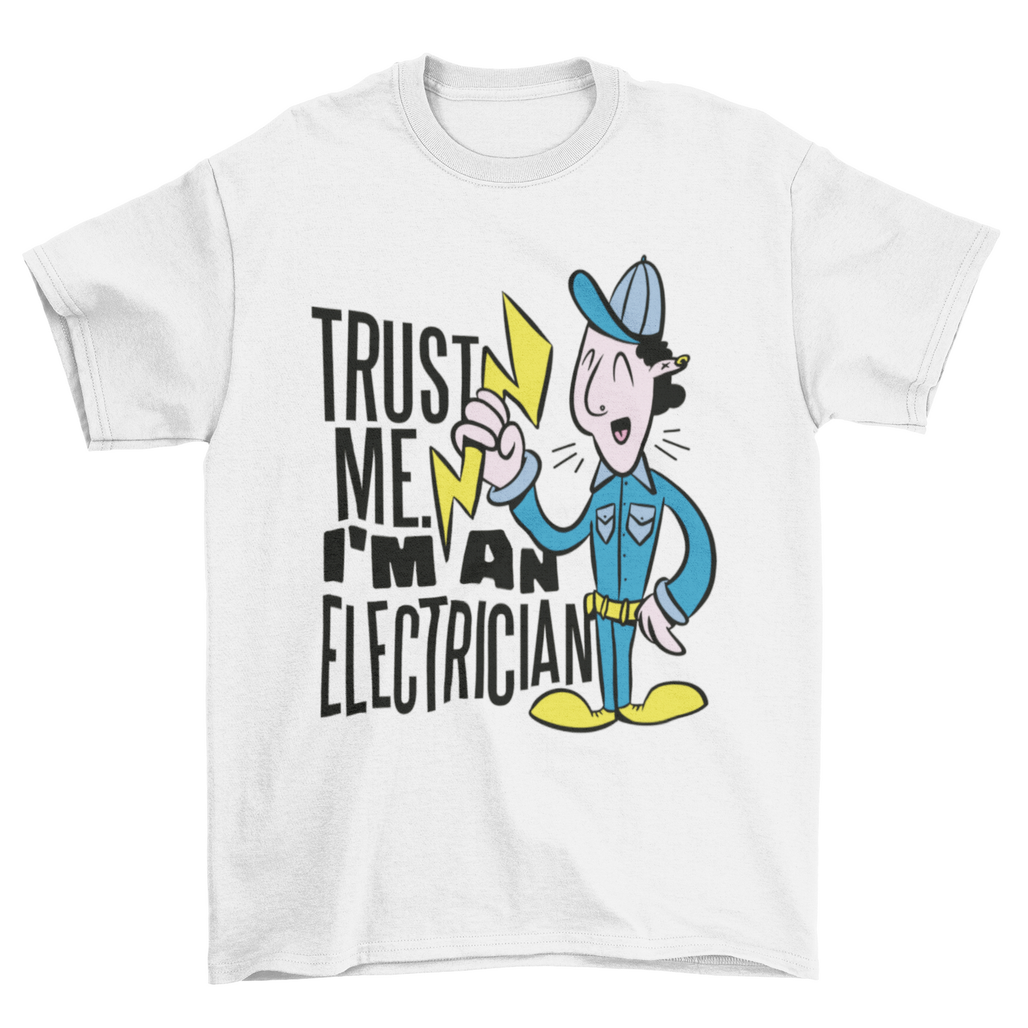 Funny Electrician T-Shirt – "Trust Me. I'm an Electrician" Lightning Bolt Design