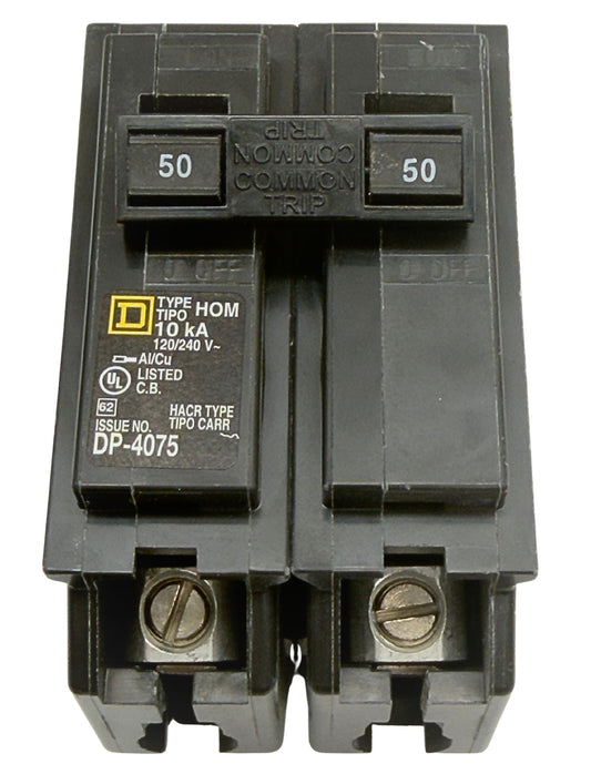 Square D HOM250 50 Amp 2-Pole Circuit Breaker – Plug-On, UL Listed, New