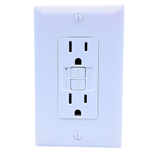 Pass & Seymour 1597TRW self-test GFCI outlet 15A white with wall plate included