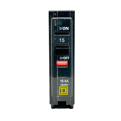 Square D QO115 15A 1-pole QO plug-on circuit breaker, view 2