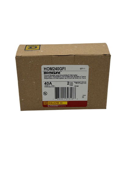 Square D HOM240GFCI 40 Amp 2-Pole Circuit Breaker – Homeline Series, GFCI Protection, UL Listed, New