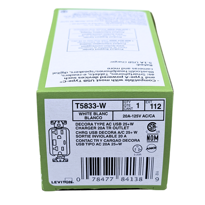 Leviton T5833-W new in original box, UPC 078477841389