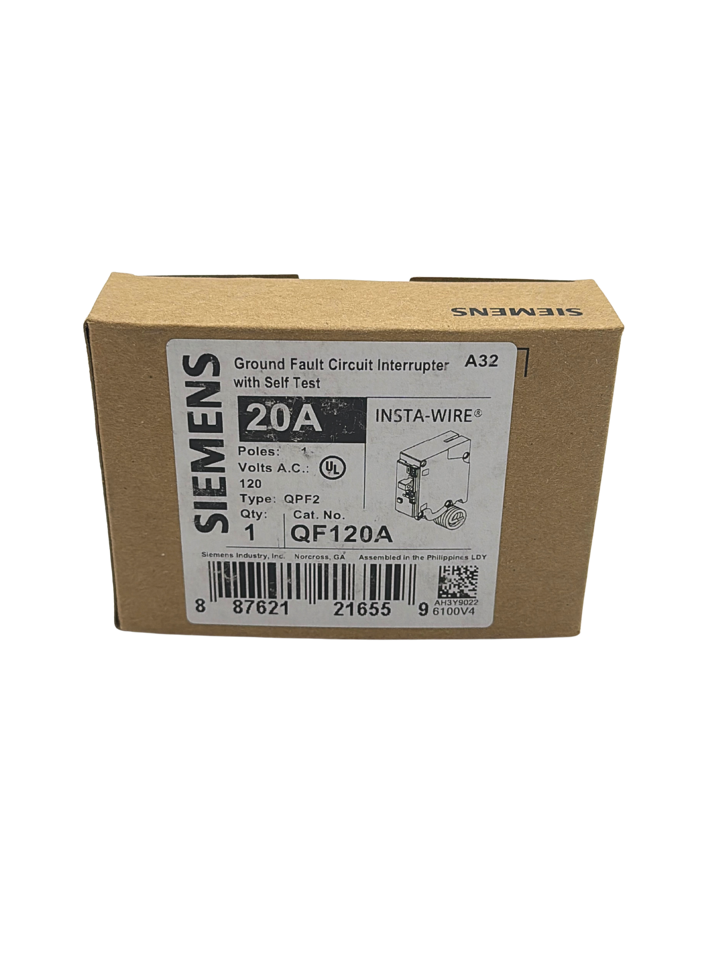 Siemens QF120A 20A GFCI Circuit Breaker – 1 Pole