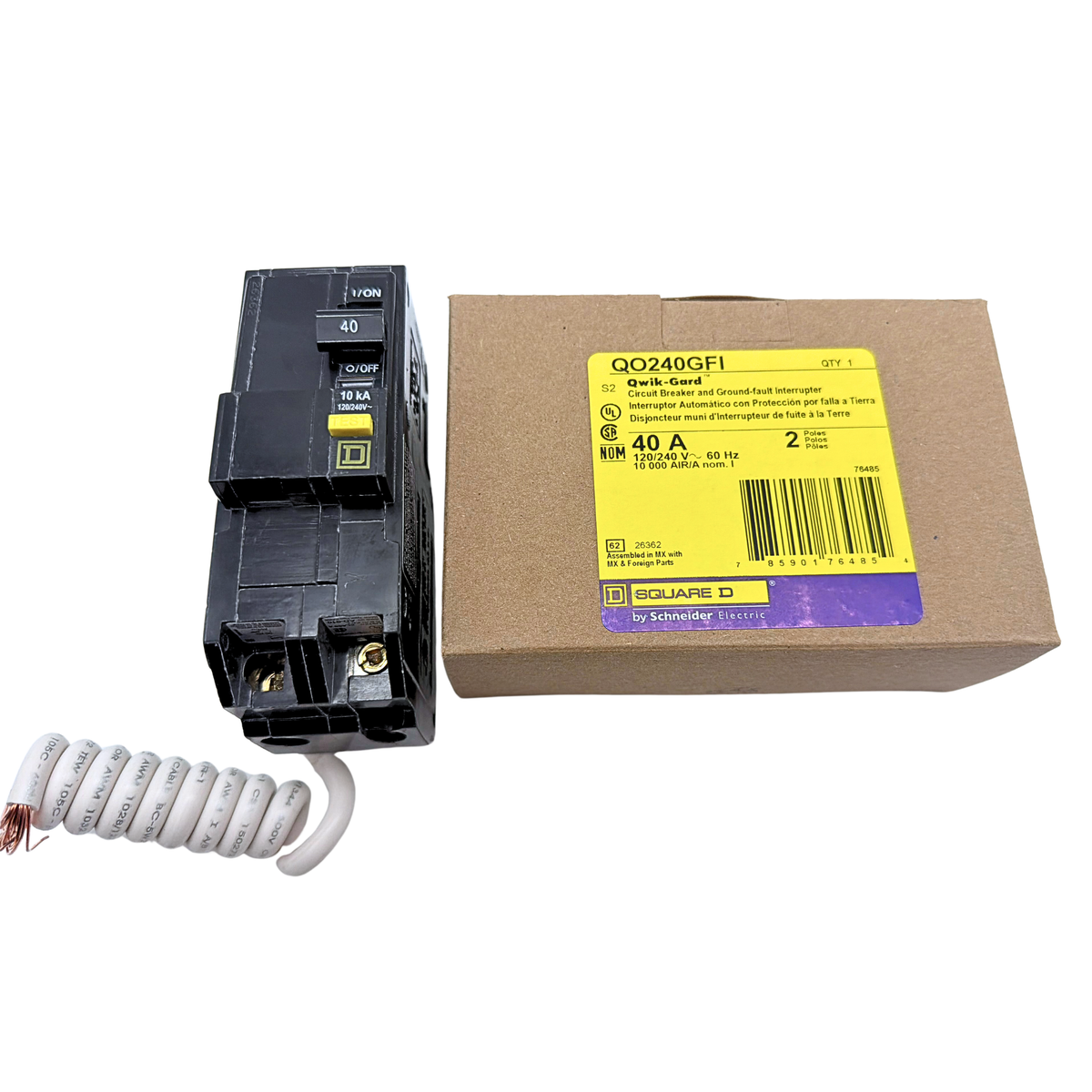 Square D QO240GFI 40 Amp 2-Pole GFCI Breaker, QO Plug-On Qwik-Gard – Hot Tub & Spa