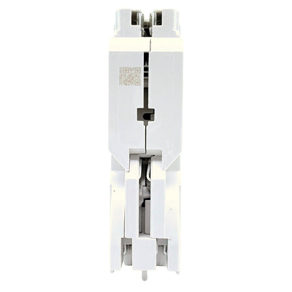 Leviton LB115-AFT 15A 1-pole AFCI plug-on circuit breaker, back view showing plug-on clips
