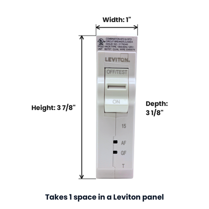 Leviton LB115-DFT dimensions: 1 in wide, 3 7/8 in tall, 3 1/8 in deep