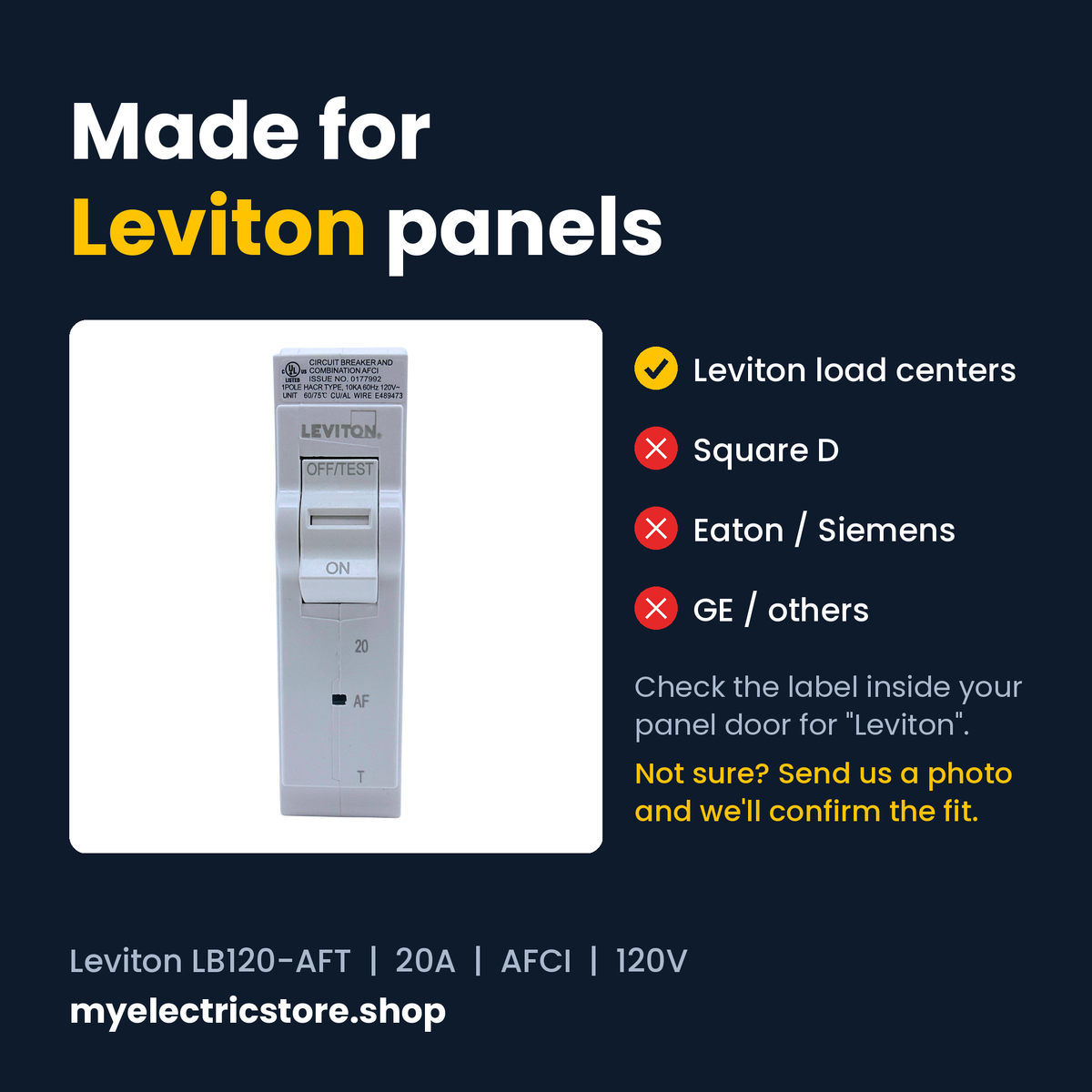 Leviton LB120-AFT compatibility: fits Leviton load centers only