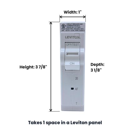 Leviton LB120-AFT dimensions: 1 in wide, 3 7/8 in tall, 3 1/8 in deep