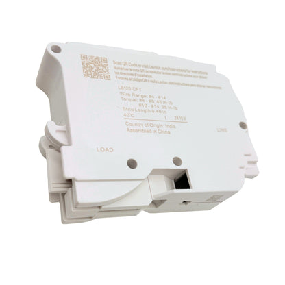 Leviton LB120-DFT 20A 1-pole dual function AFCI/GFCI plug-on circuit breaker, side view