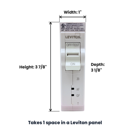 Leviton LB120-DFT dimensions: 1 in wide, 3 7/8 in tall, 3 1/8 in deep