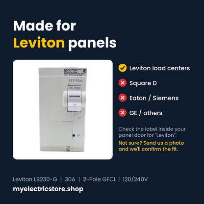 Leviton LB230-G compatibility: fits Leviton load centers only