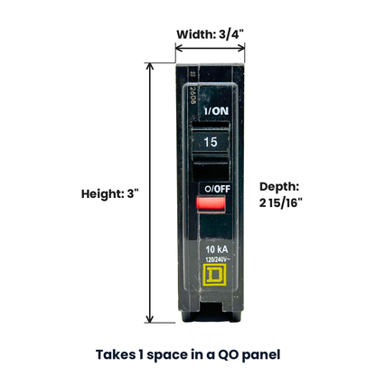 Square D QO115 15A 1-pole QO plug-on circuit breaker, view 5