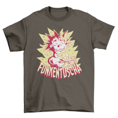 Funny Electric Shock T-Shirt – “Funkentuscha” German Caption