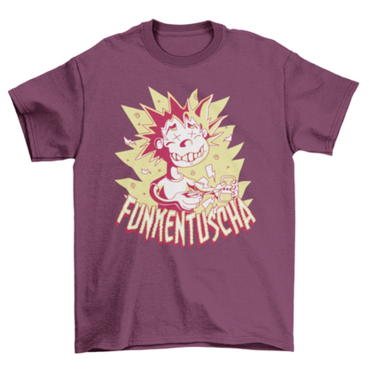 Funny Electric Shock T-Shirt – “Funkentuscha” German Caption