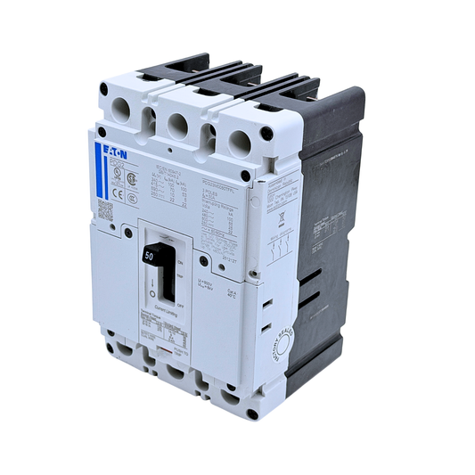 Eaton PDG23M0050TFFL 50A 3-pole Power Defense MCCB - front angle