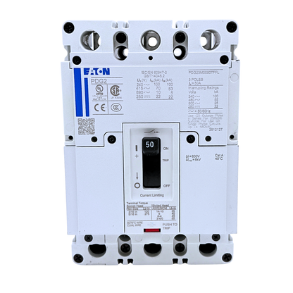 Eaton PDG23M0050TFFL front label 65kA at 480V