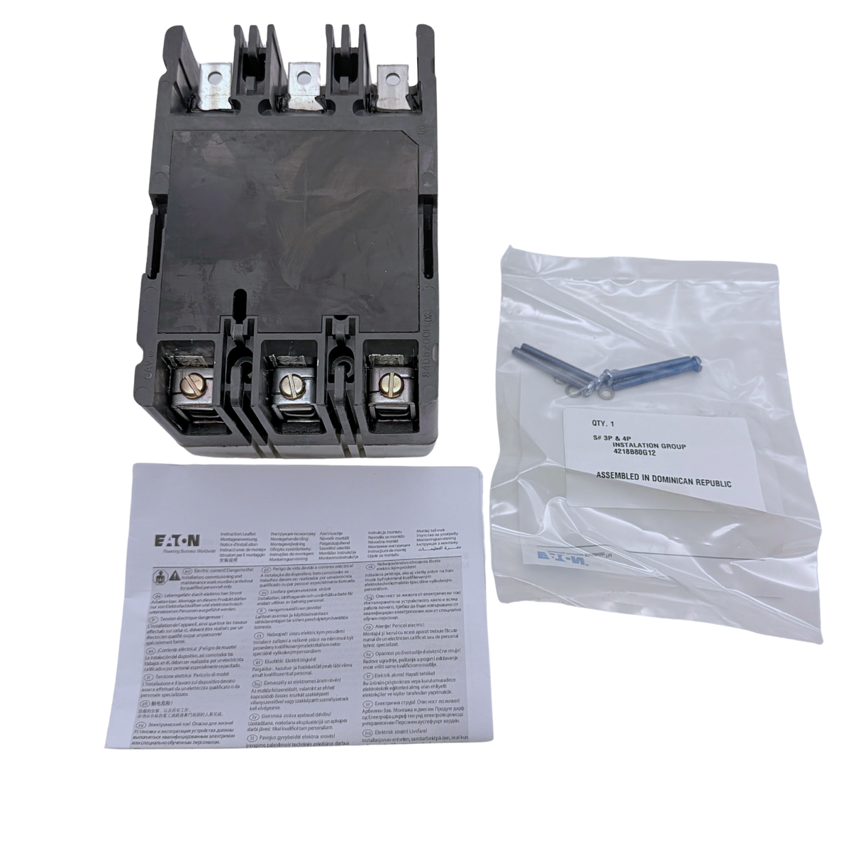 Eaton PDG23M0050TFFL with mounting hardware and instructions